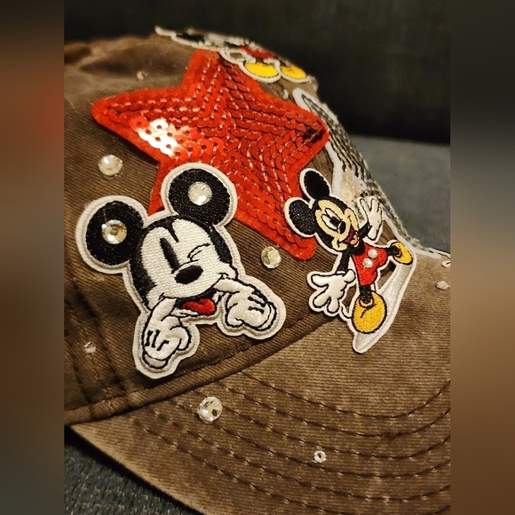 Disney Mickey Mouse OOAK Patchwork Distressed Hat Adjustable Size OS main image 3